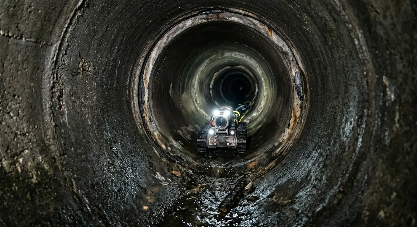 Robotic sewer camera inspecting pipe interior for Sewer Line Repair in Oceano